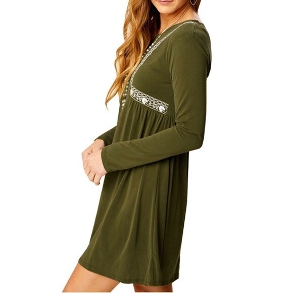 Altar’d State long sleeve army green dress size medium - Picture 2 of 5